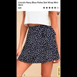 Lulu’s Navy Polka Dot Wrap Skirt